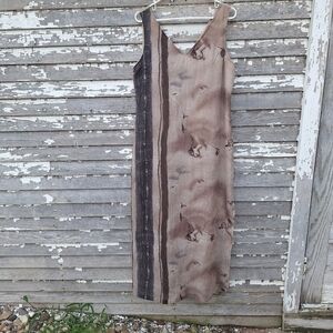 Vintage Barbara Lesser Elegant Brown and Tan Sleeveless Dress Size Large